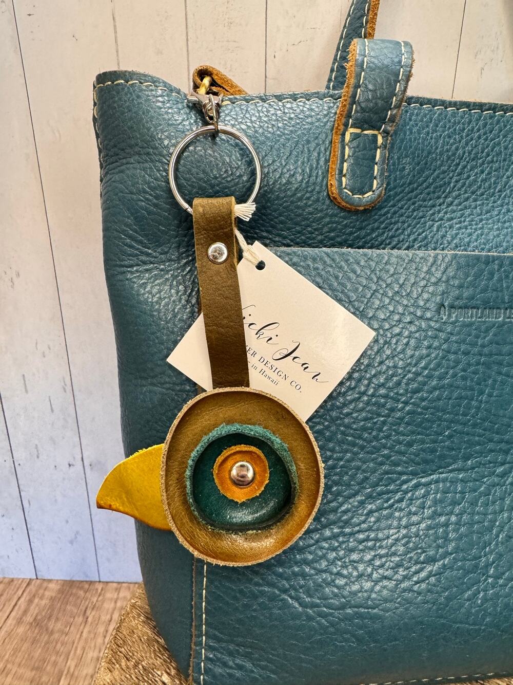Genuine Leather Round Flower Purse Charm Olive Turquoise Tan Boho Bag Charm